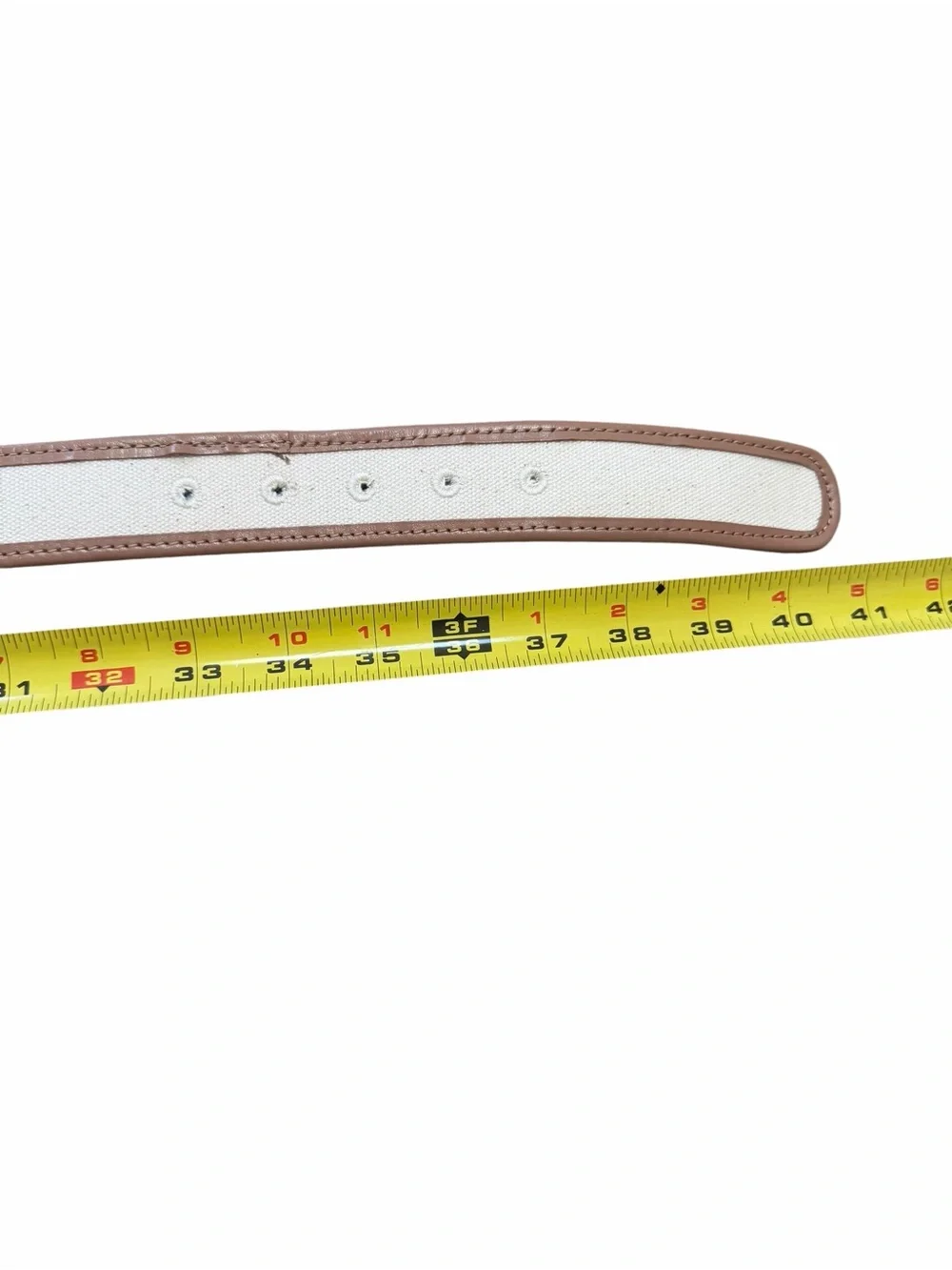 Vineyard Vines Cream Canvas Belt with Brown Trim and Gold Buckle